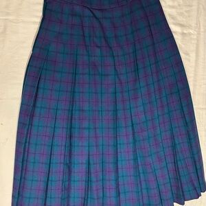 Vtg Pendleton Skirt Women 12 Tartan Plaid Pleated 90s Y2K Purple Teal Wool USA